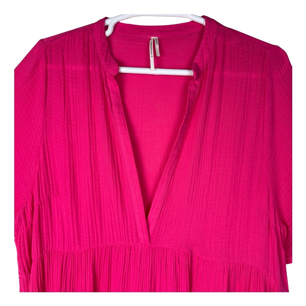Anthropologie Tiered Cotton Gauze Maxi Dress Women 2X Pink Babydoll Boho Resort - Picture 4 of 8